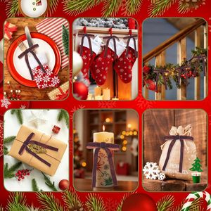 Ornamen Pita Beludru Poliester Coklat 24 PCS Dekorasi Pohon Natal Kecil Lebar 5/8'' 5x7 - Product Image 6