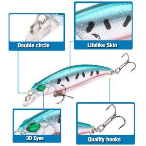 Leurre Minnow 65mm 4g en plastique, appât artificiel pour la pêche au bar en mer et en eau douce - Product Image 4