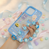 Étui de téléphone portable Little Heart pour Iphone 11 12 13 14 15 16 17 Pro Max Air Lovely Blue avec chaîne