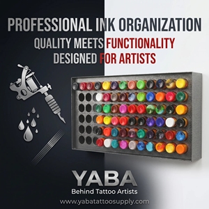 Expositor de <span class=keywords><strong>Tinta</strong></span> para <span class=keywords><strong>Tatuajes</strong></span> YABA de Hierro Negro de Alta Calidad con 78 Orificios para Suministros de Tatuaje y Accesorios de Maquillaje Permanente - Product Image 5