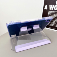 Housse de tablette rigide transparente avec support rotatif pour iPad 9e/8e/7e génération 10,2 pouces avec porte-stylet
