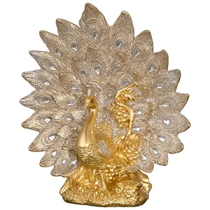 EAGLEGIFTS Factory Wholesale Gold Handicrafts Sculpture Personalized Tabletop Decor Resin Peacock Ornament Animal Figurine