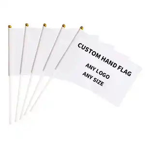 Wholesale Personalized Design Logo Small Mini Stick Flag Custom Hand Held Waving Flag With Plastic Pole ALL