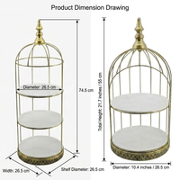 Nouveauté : Présentoir de Luxe à 3 Niveaux en Forme de Cage à Oiseaux Dorée, Plateau de Service Moderne en Métal pour Desserts, Idéal pour Mariages, Fêtes et Décoration Intérieure de Boutiques