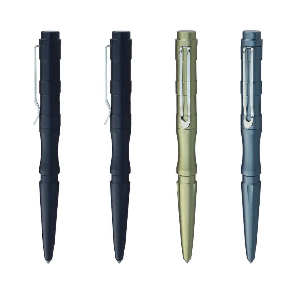 2 in 1 Black Aluminum Ball Pen HIgh Quality Tactical Gift Golden Pen