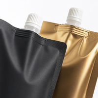 Pochette souple à bec verseur en aluminium noir mat, argenté, doré, blanc pour emballage de liquides, idéale pour jus, vente en gros, OEM