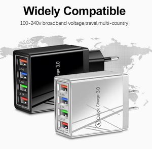 Multi-color Portable <b>Fast</b> <b>Charging</b> <b>Plug</b> QC3.0 4USB 3A for Mobile Phones Apple Tablet Travel Adapter US, EU, UK Wall Charger. - Product Image 5