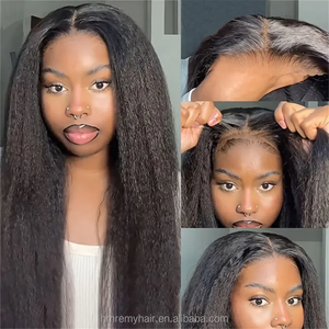 Eonian-Perruque Brésilienne Crépue et Droite, Cheveux Humains Vierges, Sans Colle, Front Lace, Yaki, Style Afro, 16 Pouces - Product Image 4