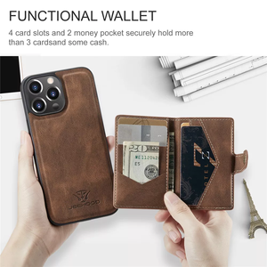 Funda de teléfono de cuero magnético desmontable Retro, cartera, tarjetero, funda de teléfono a prueba de golpes para <span class=keywords><strong>iPhone</strong></span> 13 14 15 - Product Image 3