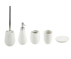 BX New Manufacturer <strong>White</strong> Modern Ceramic and Bamboo Bathroom Set <strong>Bath</strong> <strong>Tray</strong> with Bamboo Base - Product Image 5