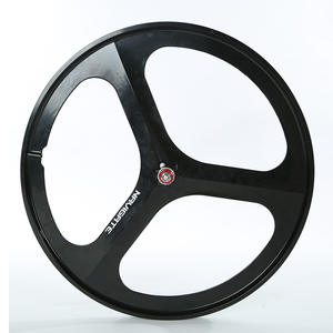 Juego de ruedas de piñón fijo 700C-Aleación de magnesio Diseño inverso de 3 radios <span class=keywords><strong>Rueda</strong></span> de bicicleta de pista integrada de borde profundo para Fixie/Single Speed - Product Image 1