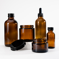 Vente en gros de flacons en verre ambré Boston ronds de 1 oz (30 ml) avec compte-gouttes en bambou pour sérum de soin naturel de la peau