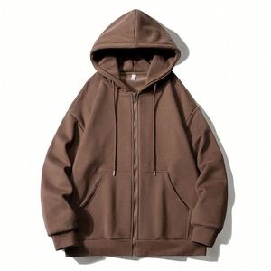 Sweat à capuche unisexe en coton épais de luxe 350 g/m² avec fermeture éclair intégrale, en molleton bouclette, vierge, personnalisable avec logo, pour hommes - Product Image 2