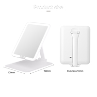 Miroir de maquillage LED pliable avec interrupteur, angle réglable, HD, clair, portable, miroir de beauté de table