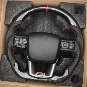 Volante Deportivo Personalizado GR Sport de Fondo Plano, Ensamblaje de Cuero Nappa/Fibra de Carbono para Toyota Hilux Fortuner 4Runner - Product Image 4