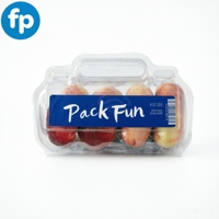 Conteneur d'emballage transparent pour fruits avec poignée, boîte à clapet en PET pour pêches, raisins, cerises, solution d'emballage pour fruits frais à 4 compartiments