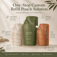 Sachets d'emballage pour huile corporelle, impression flexo personnalisée, pochettes souples en plastique avec bec verseur pour lotion, savon liquide, soins de la peau, recharge