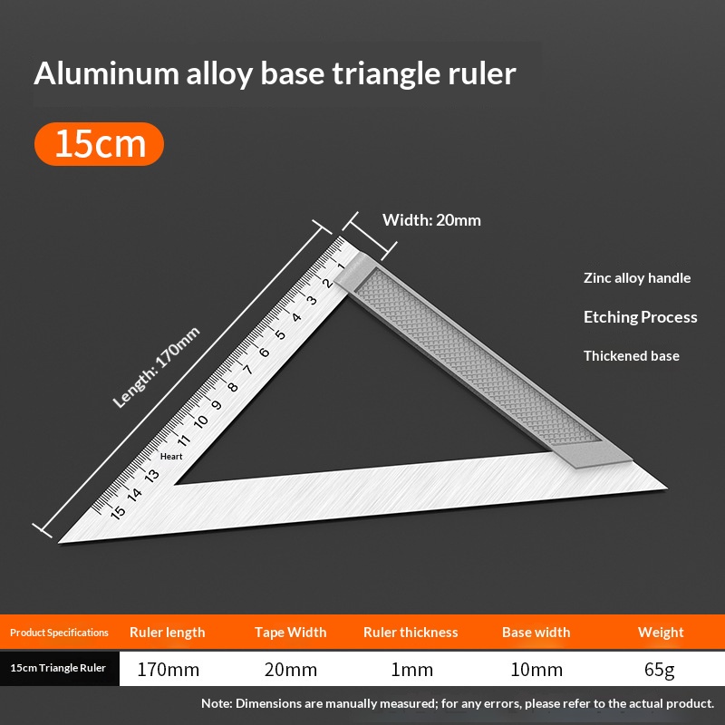 Righello triangolare con base in lega di alluminio-15 cm