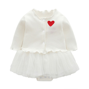 R & B abiti da neonata vestiti di cotone pagliaccetto estivo da principessa festa senza maniche gonna da arrampicata e cappotto due pezzi - Product Image 6
