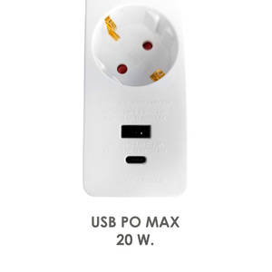 Multipresa con 3 Prese Schuko e 2 Prese USB (A/C) con Interruttore e Messa a Terra - Product Image 4