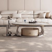 Meubles italiens de salon Table basse Table à thé Style moderne Ensemble de tables basses ovales de luxe en pierre frittée pour la maison