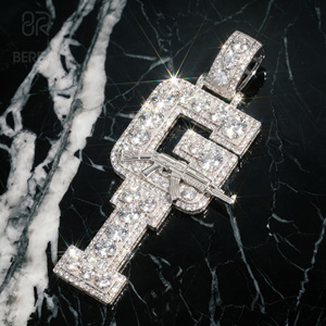 Hot Selling Vvs Moissanite Letter 3D Vertical Pendant Custom Iced Out Hip Hop Round Cut Diamond Name Pendant Men Fine Jewelry - Product Image 1