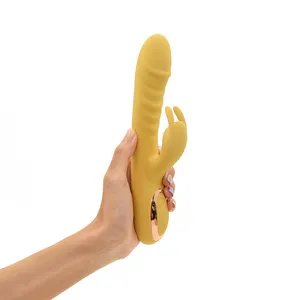 Penjualan terlaris OEM warna wanita g-spot stimulasi Vibrator mainan seks Dildo kelinci tongkat silikon wanita Vibrator kelinci
