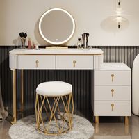 Petit paquet belle table de toilette avec lumière led miroir de maquillage coiffeuse avec tiroirs et tabouret