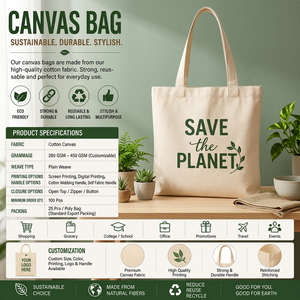 Sac fourre-tout en toile de coton de qualité supérieure, lavable et réutilisable, idéal pour le shopping, la promotion et les cadeaux, en vente - Product Image 3