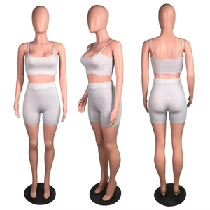 Conjunto de Shorts de Ciclismo de Algodón para Mujer, Estilo Deportivo, Dos Piezas, Pantalones y Top, Marca Privada - Product Image 6