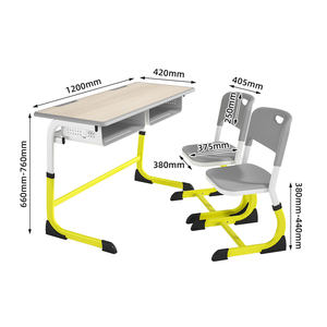 Meubles scolaires Shanfeng, bureau et chaise double pour élèves en MDF, hauteur réglable, axés sur l'ameublement scolaire - Product Image 4