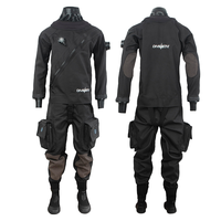 DIVESTAR Desain Baru Drysuit Trilaminasi Anti Air 3 Lapis Bahan Nylon Bernapas yang Dapat Disesuaikan untuk Kayak dan Diving Dalam Laut