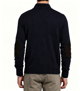 Cardigan da <span class=keywords><strong>Uomo</strong></span> Personalizzato in Lana Cashmere <span class=keywords><strong>con</strong></span> Collo Alto e <span class=keywords><strong>Bottoni</strong></span>, <span class=keywords><strong>con</strong></span> Patch sulle Gomiti, per Business Casual - Product Image 2