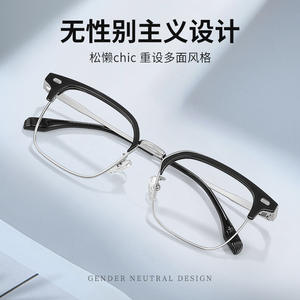 Monture de lunettes semi-cerclées Danyang Square 8090 avec protection anti-lumière bleue pour hommes, taille moyenne, verres PC, pont nasal standard - Product Image 5