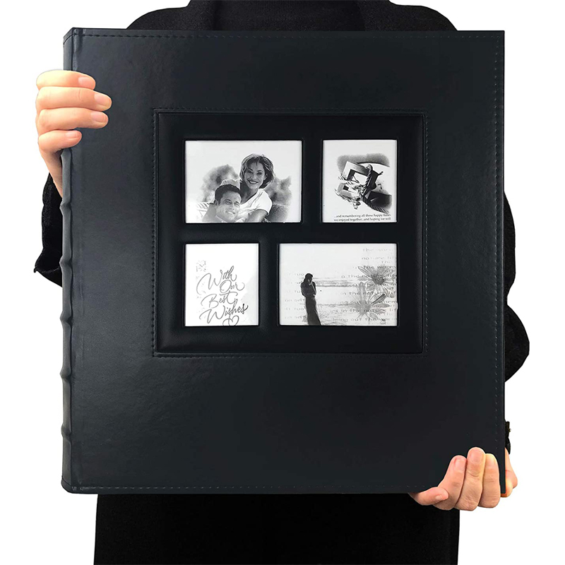 Фотоальбом с кожаной обложкой большой емкости для 4x6 размеров 600 фотографий на черных страницах