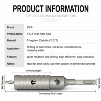 Mata Bor Lubang Dinding BEILI 30-160mm TCT Tungsten Carbide Core Drill Bit SDS Plus Shank untuk Pemotong Bata Beton dan Batu Bata