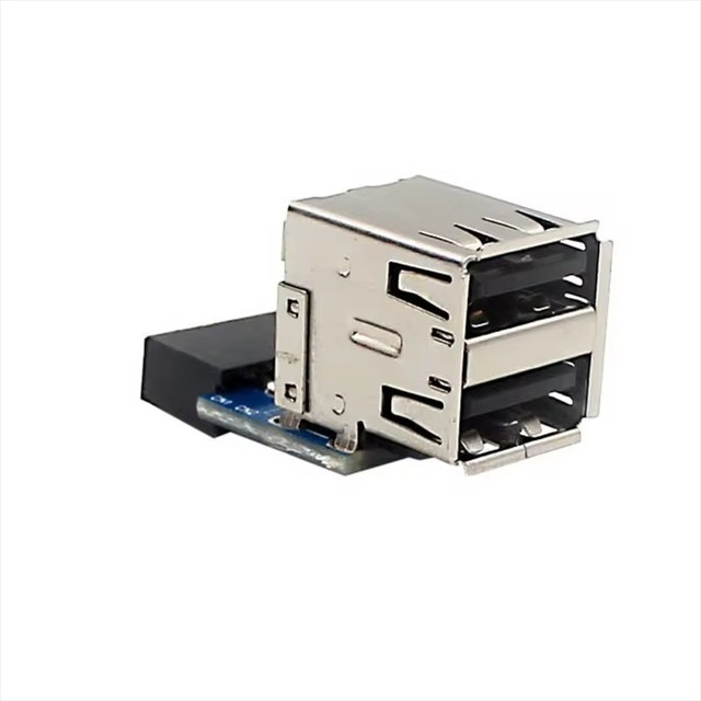 9pin USB 2.0 Female Pin Dual 2 Port USB Motherboard Header Adapter-Dual Layer Type for PC