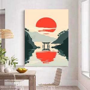 Montagne tramonto pittura paesaggistica pittoresca vista lago pittura murale moderna natura pittura a olio adatta per vivere - Product Image 4