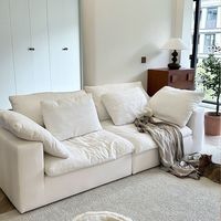 Canapé modulaire en mousse haute densité, compressé sous vide dans une boîte, sectionnel en tissu sans cadre pour appartement, non assemblé