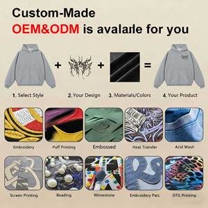 OEM ODM ha ricamato il tuo Design serigrafia personalizzata 380G <span class=keywords><strong>felpa</strong></span> con cappuccio in spugna pesante - Product Image 2