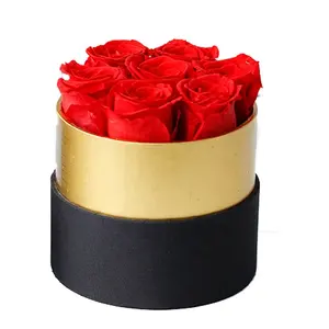 Oem 7 Pcs Bloemen Planten Dropshipping Gouden Ronde Grade Een Geconserveerde Rozen In Gift Box Decoratieve Bloem Voor Valentijn Cadeaus