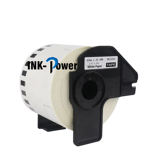 INK-POWER DK-22205 DK22205 DK 22205 Black on White Self Adhesive Thermal Paper Label Roll Compatible for Brother Printer