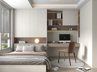 TOPOHUT Ensemble de mobilier et d'équipements (FF&E) modulaire intégré pour chambre, couleur crème moka, pour projets d'appartements de services et de tours résidentielles haut de gamme