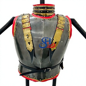 Plastron poitrine armure veste guerriers plaque cuir Design romain veste noir finitions Halloween 18 jauge acier Costume ensemble - Product Image 1
