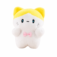 Produit phare : Peluche chat blanc mignon et doux avec nœud jaune sur la capuche, 8 pouces, pour les prix des machines à griffes d'arcade