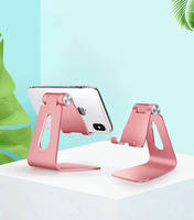 Vente en gros Support de téléphone portable en métal de bureau de haute qualité Support de téléphone réglable avec logo laser Support en alliage d'aluminium