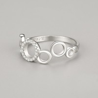 Bague pour femme Ada Jewelry Les Bijoux, design cercles élégants, argent sterling 925 plaqué rhodium