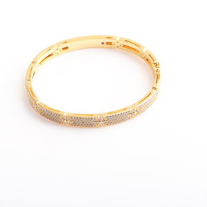Bracelet jonc tendance pour femme en acier inoxydable plaqué or 18 carats avec fleur en zircon, style vintage, cadeau idéal - <span class=keywords><strong>Tzl</strong></span> B0162 - Product Image 6