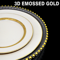 Assiettes en porcelaine de luxe européenne, best-seller, 10,5 pouces, céramique, bord doré classique, vaisselle en porcelaine osseuse pour mariage, banquet, fête