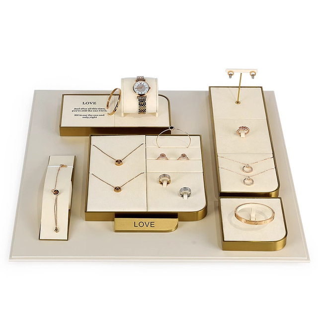 Jewelry Display Props White Microfiber Metal-Frame Necklace Bracelet Ring Holder; Light-Luxury Jewelry Display